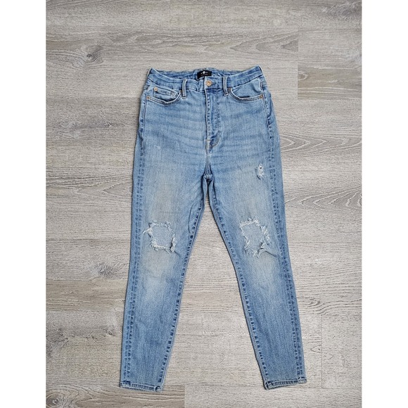 7 For All of Mankind Skinny Blue Denim Jeans Women's Size 30 Made in USA Faded - Picture 1 of 4